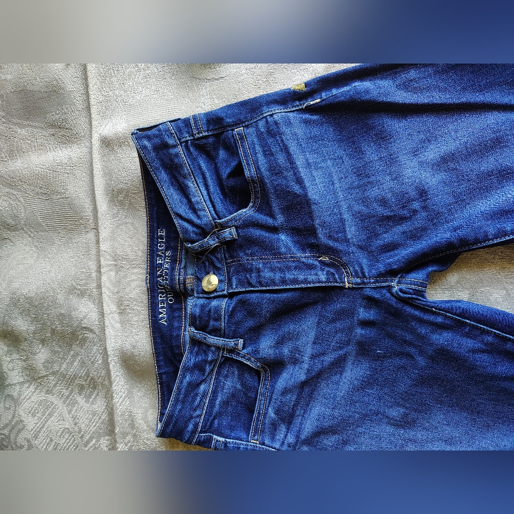 American Eagle Outfitters Dark Blue Straight Leg Jeans - Picture 3 of 5